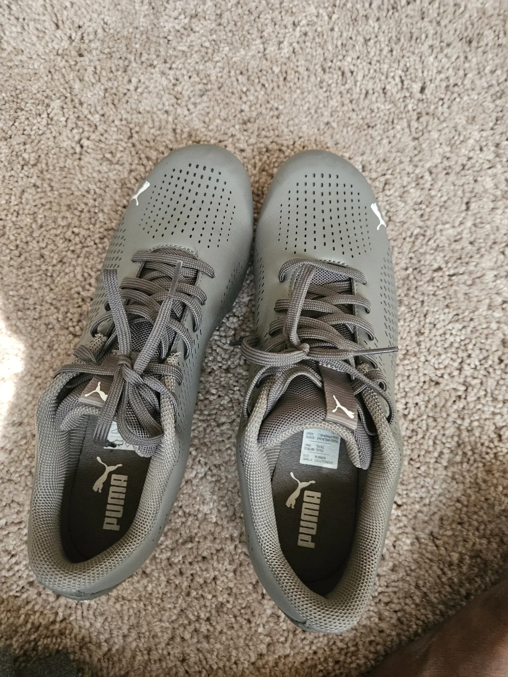 Puma Gray Perforated Athletic Sneakers